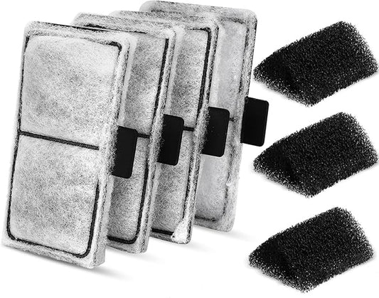 hygger HG009 Aquarium Filter Replacement Carbon Filter Cartridges 4 Pcs with Triangle Filter Sponge 3 Pcs (M)