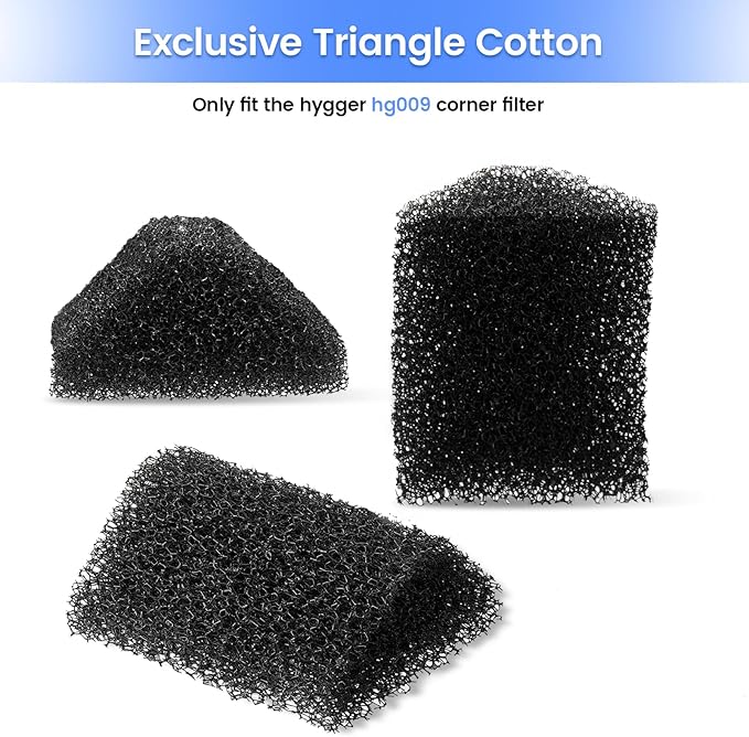 hygger HG009 Aquarium Filter Replacement Carbon Filter Cartridges 4 Pcs with Triangle Filter Sponge 3 Pcs (S)