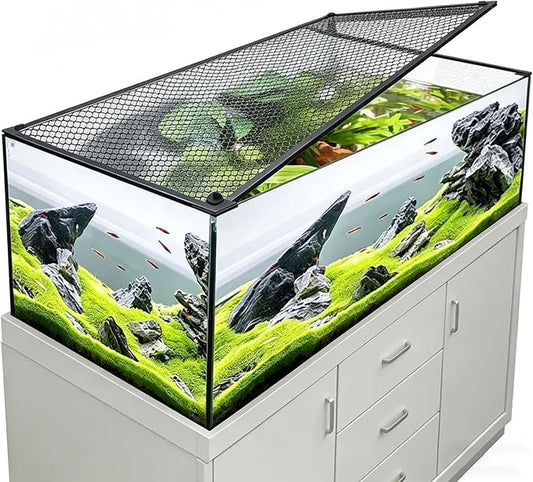DIY Magnetic Fish Aquarium Anti-Jumping net Cover, Mesh Terrarium lid Aquarium Hood, Reptiles from Jumping Out