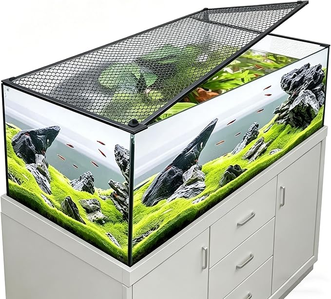 DIY Magnetic Fish Aquarium Anti-Jumping net Cover, Mesh Terrarium lid Aquarium Hood, Reptiles from Jumping Out
