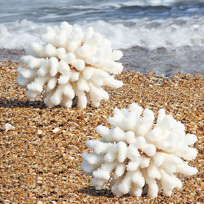 Besimple Pack of 2 Artificial Coral Ornament, Aquarium Resin Coral Decor Underwater Sea Plants Fish Tank Decoration Aquarium Plants