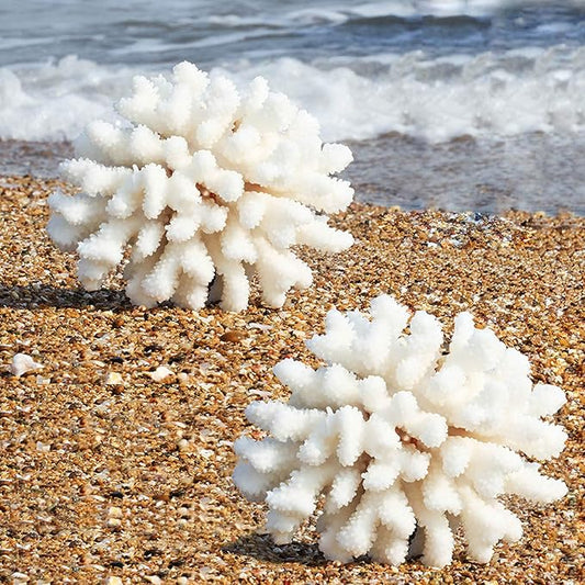 Besimple Pack of 2 Artificial Coral Ornament, Aquarium Resin Coral Decor Underwater Sea Plants Fish Tank Decoration Aquarium Plants