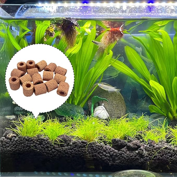Rainmae 16 Pcs Aquatic Water Plant Fixed Rings, Water Plants Cultivation Fixed Ring Aquatic Water Plant Fixed Ring Ceramic Plant Pot, Landscape Ceramic Pottery Gravity Ring for Fish Tank Accessories