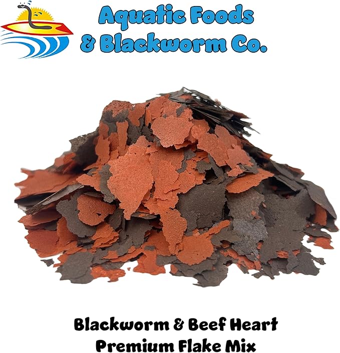 Flakes - 45% California Blackworm & Beef Heart Flake Mix for Discus, Cichlids, Tetras, Guppies, Live Bearers, All Community Tropical Fish - Premium AF Flakes - 1-lbs