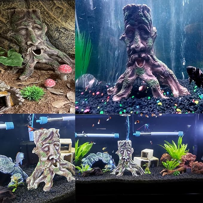 Tfwadmx Large Aquarium Driftwood Decaying Trunk Terrarium Resin Hollow Tree Root Log Ornament Decoration Fish Tank Hideouts Climbing Habitat Accessories for Bearded Dragon Snake Chameleon Reptile