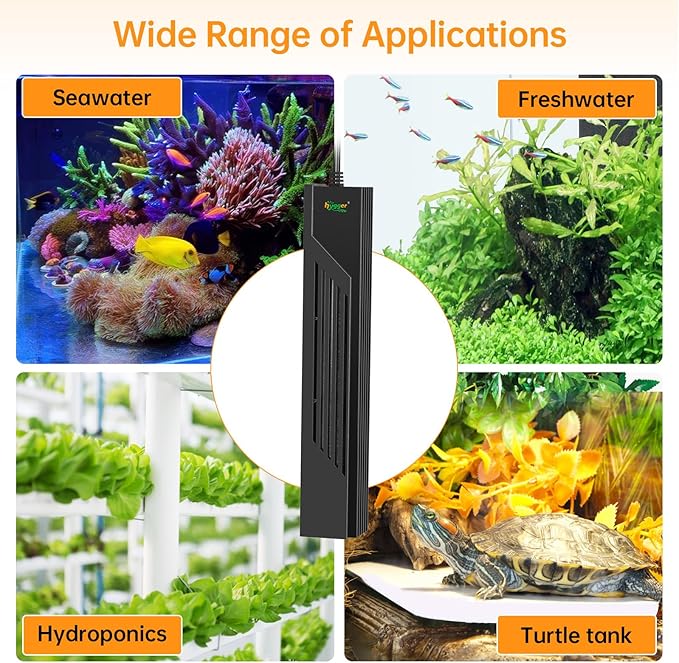 hygger Aquarium Heater with Intelligent Temperature Controller, 300W for 40-80 Gallon Submersible Fish Tank Heater with Leaving Water Automatically Stop Heating System, for Freshwater Saltwater