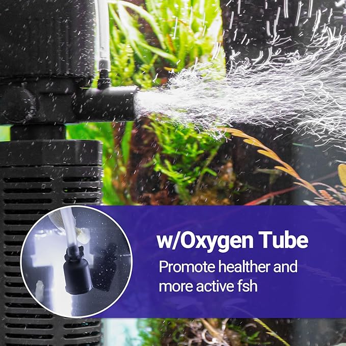 Yaubay 25W Aquarium Internal Filter for 75-150 Gallon Tanks, Power Biochemical Sponge Fish Turtle Tank Filter with Aeration System, Silent Submersible Filters, 317 GPH