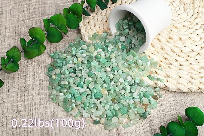 ZHIYUXI Green Aventurine Crystal Chips Bulk Fish Tank Gravel Vase Filler Stones Bulk Crushed Crystals Gemstone Polished Natural Quartz Stone Healing Crystals Glass Stones Fish Rocks