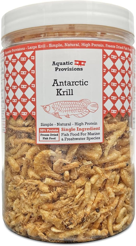 Aquatic Provisions Freeze Dried Antarctic Krill Fish Food 3 oz, for Freshwater and Marine Aquarium Fish