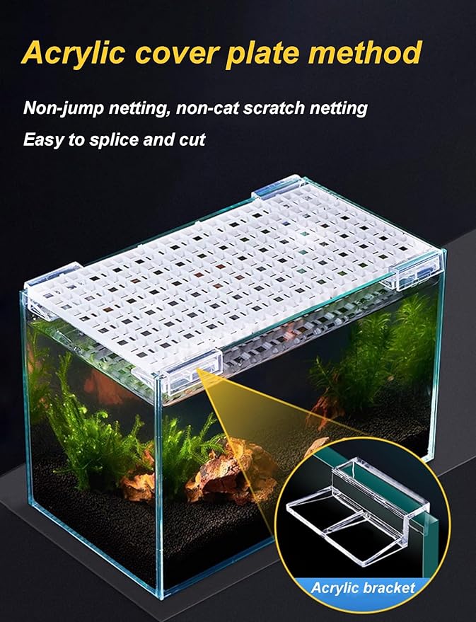 10 Pack Aquarium Lid with Clips, 30x30cm Transparent Fish Tank Cover, Easy Install Hood for Betta & Shrimp Tanks, Durable Aquarium Accessories