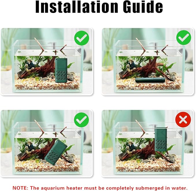 500W Smart Aquarium Heater Submersible with Variable-Frequency Energy Savings, Dual Probes for Leaving Water Automatically Stop, PTC Tech for Overheat Protection, Adjustable for Freshwater, Saltwater