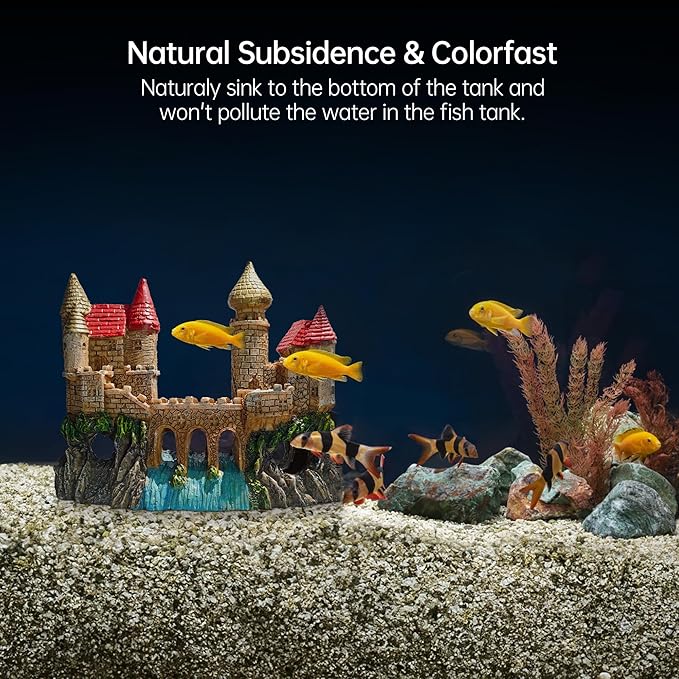 Fish Tank Castle Aquarium Decor – Large Resin Aquarium Ornaments for Aquarium Decorations, Safe Hideout Cave for Small Fish & Shrimp, Fairy Tale Fish Tank Accessories for Aquascape & Gifts
