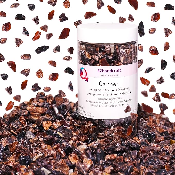 Garnet Crystal Chips 2lbs (1000+ Pieces) – 8-15mm Natural Deep Red Gemstones for Jewelry Making, Healing Crystals, Plants, Aquarium Decor & Spiritual Gifts – Stone of Passion & Vitality