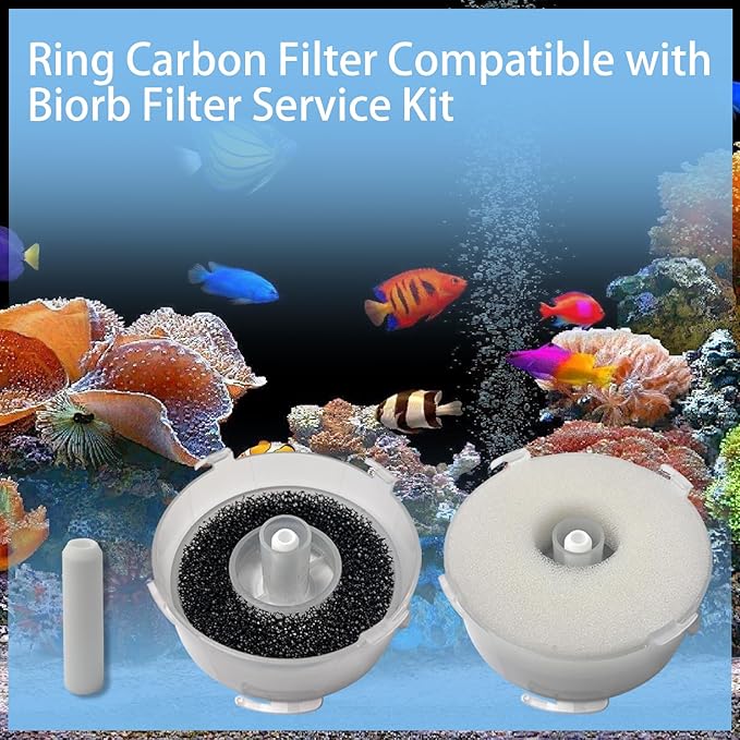 Compatible Replacement Set for Biorb Filter - Carbon Rings, Foam, Air Stone & Cleaner Pad (6 Foam Pieces, 3 air Stones, 1 pad)