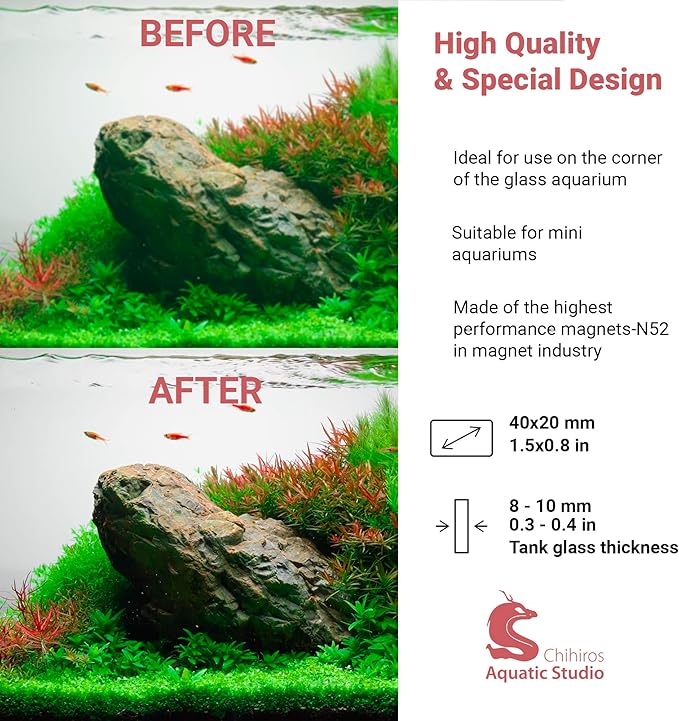 Chihiros Magnetic Aquarium Cleaner for 8-10m Tank - Non-Slip & Scratch-Free Aquarium Magnetic Glass Cleaner - Floating Magnetic Fish Tank Cleaner - Aquarium Cleaning Tools - Nano