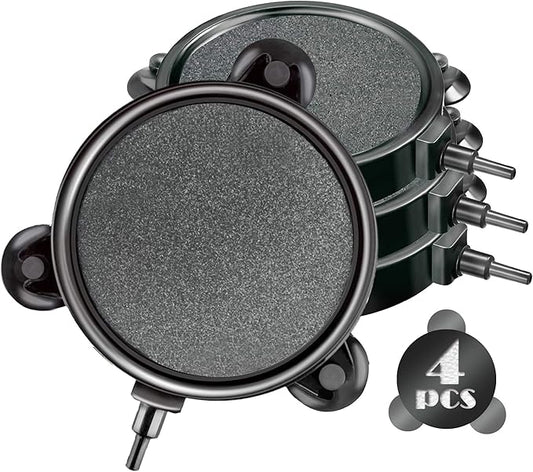 4 Pieces 4 Inch Air Stone Disc Bubbler Diffuser with 12 Pieces Suction Cups for Aquarium Hydroponics Fish Tank Air Pump Round Aquarium Air Stone Kit