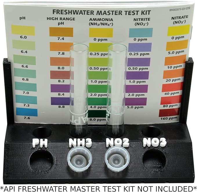 Aquameta Aquarium Test Tube Holder with Rack - for API Freshwater Master Test Kit - 4 Slots Test Tube Rack – Black