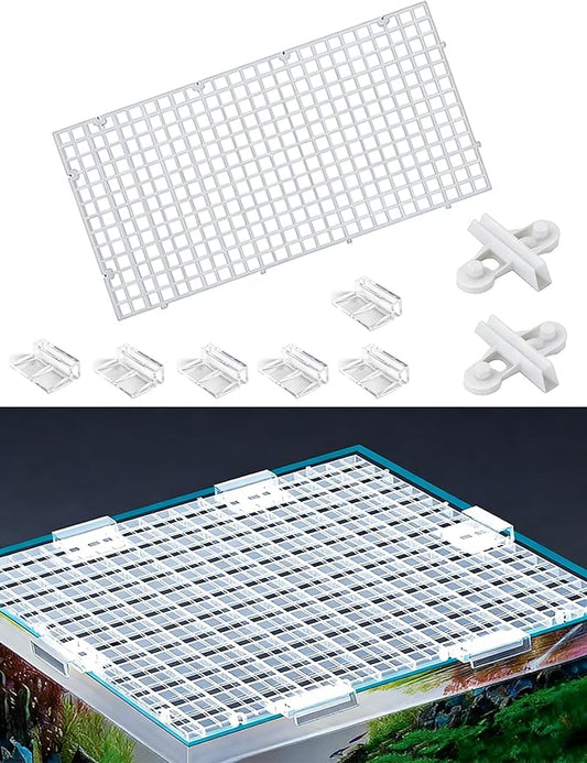 10 Pack Clear Acrylic Aquarium Lid with Clips, Fish Tank Cover, Breeder Tank Top Lid, 30x15cm (11.8x5.9in) - Durable Fish Tank Hood for Optimal Protection