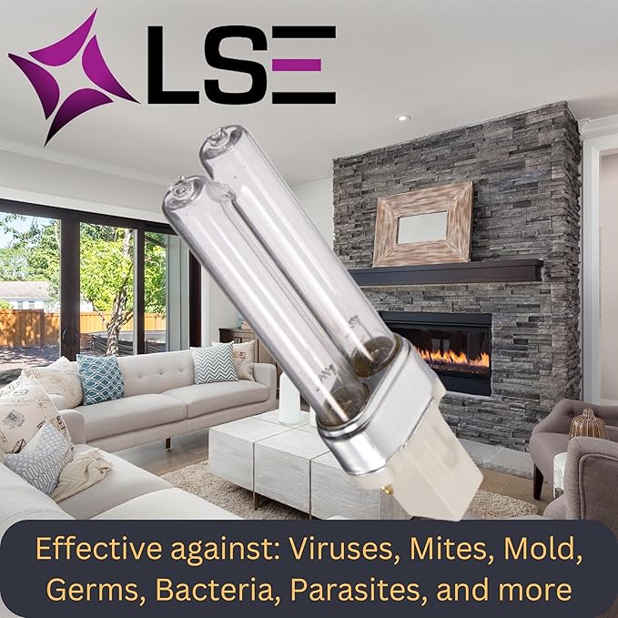 LSE Lighting 7W UV Bulb | Compatible with AquaTop PF40-UV, PF25-UV, SP7UV, UVE-7, R7WUV-SQ | Square 2-Pin Base | Quartz Ultraviolet Lamp | 12,000 Hour Super Life | Designed in USA