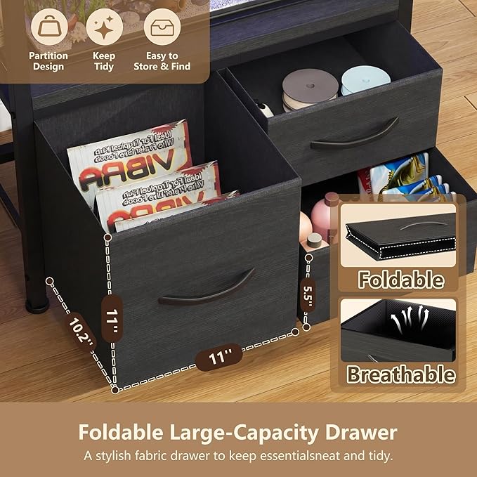 Heybly 10-20 Gallon Fish Tank Stand, Aquarium Stand with Drawer, Power Outlet, Heavy Duty Metal Frame, for Fish Tank, Turtle & Reptile Terrarium, 24.4" × 12.6" Top, 200lbs, Black HAS003SBK