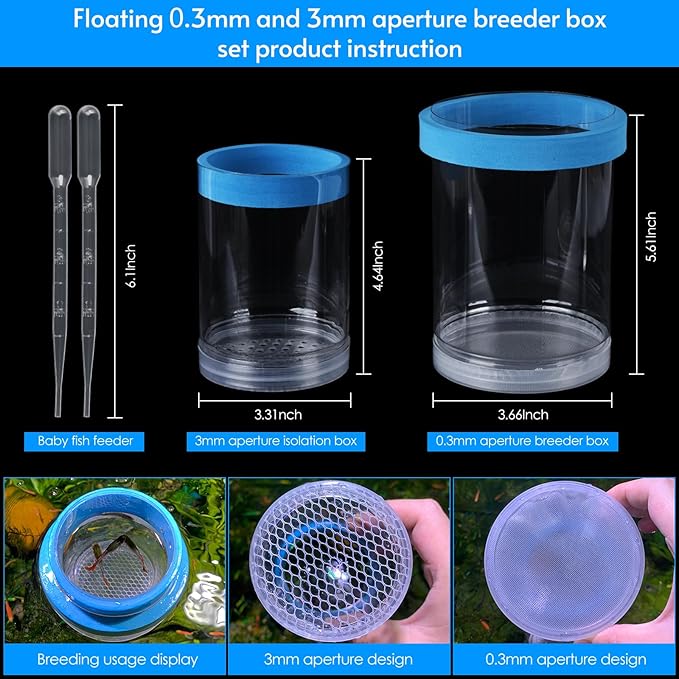 Fish Breeder Box for Fishes Tank Isolation Aquarium Separator Hatchery Incubator for Guppy Baby Betta Saltwater Clownfish Coral Aggressive or Injured Fish (Large Two-Piece Set)