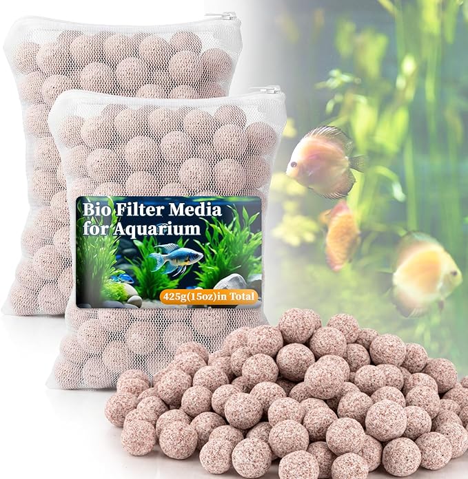 Sukh Ceramic Bio Balls - Fish Tank Sphere Filter Media Nano-Tech Bio-Spheres Bio Media for Aquarium,Fish Tank Sump,Pond,Freshwater,Canister Filter and Koi Ponds,15oz