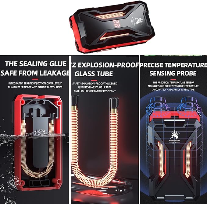 Aquarium Heater 200W Fish Tank Submersible Heater Turtle Heat Rod with Temperature Display External Temperature Controller for Betta Frogs Newts Turtles (200W with LED Display)