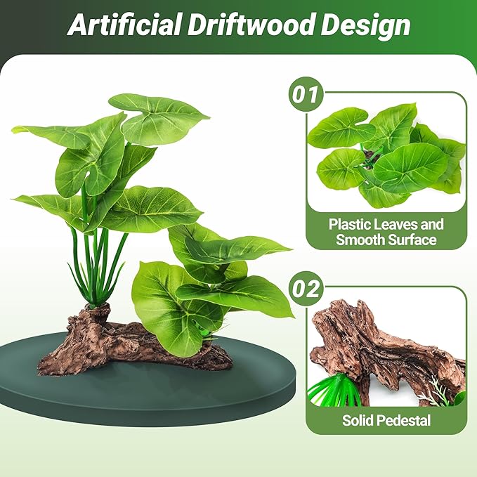 GOZILLA Fish Tank Plants, Reptile Artificial Plastic Plants, Reptile Plants for Terrarium, Aquarium Decorations Resin Pedestal Ornaments for Fish Tank Accessories Set.(5PCS/B-Set)