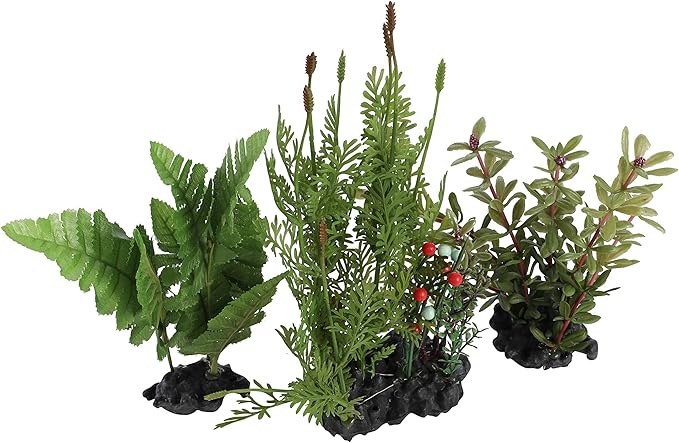 CNZ 3 Pcs Assorted Lifelike Green Aquarium Plastic Plant Decoration (3pcsGR7inch)