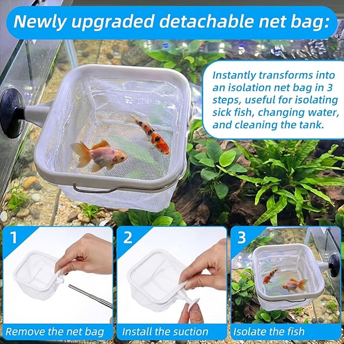 Aquarium Shrimp Net, 3 PCS Small Fish Nets for Fish Tank with Long Extendable Stainless Steel Handle, 3.15 Inch Round+Square Fine Mesh Net for Fishes Shrimp Tank Pond Creek Food Residue Debris