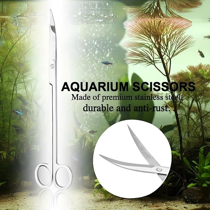 Long Aquarium Scissors for Plants 9.8 inches, Aquascaping Scissors Curved, Aquarium Plant Trimmer, Aquascape Tools, Terrarium Tools for Plants