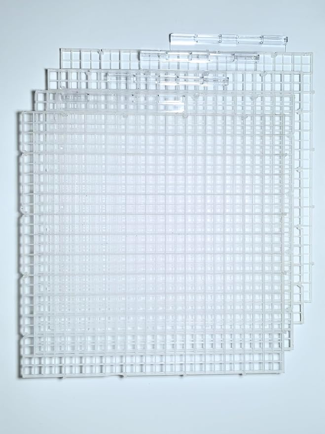 4 PCS Aquarium Lid Hood Fish Tank Top Cover Plastic Grid Panel Egg Crate Grate Bottom Isolation Filter Tray Separation Hoods with Acrylic Clear Clips Holder Transparent