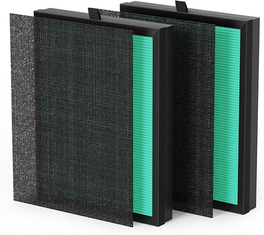 VOOPNU DH-JHD08 Air Filter Replacement 4-in-1 True H13 Filter for Pollen, Pet Dander, Hair, Smell, Dust - Pet Dander Version (Green), 2 Pack
