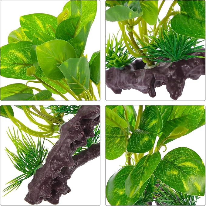 NOLITOY Aquarium Decorations Fish Tank Artificial Plastic Plants, 5.51 Inch Green Fish Tank Decorations Plants for Aquarium