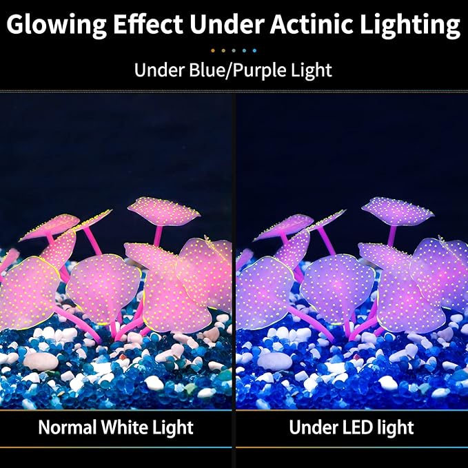 Uniclife Aquarium Imitative Rainbow Sea Urchin Ball/Coral Plant/Strip Coral Plant Decoration Artificial Silicone Ornament with Glowing Effect for Fish Tank