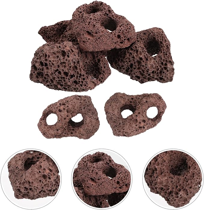 Yardwe Aquarium Rocks Volcanic Rocks 6Pcs Decorative Rocks Fish Tank Aquarium Landscape Ornaments (Random Color)
