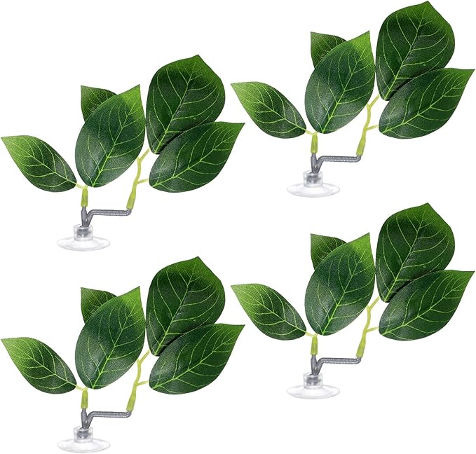 4 Pcs Fish Leaf Pad, Betta Leaf Hammock Adjustable Plastic Plants with Suction Cup Aquarium Decor Fish Tank Accessories Simulating The Natural Habitat for Betta Spawning Grounds Breeding Resting Bed