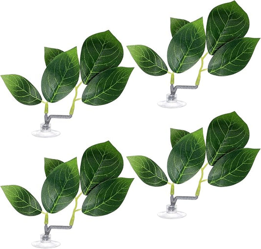 4 Pcs Fish Leaf Pad, Betta Leaf Hammock Adjustable Plastic Plants with Suction Cup Aquarium Decor Fish Tank Accessories Simulating The Natural Habitat for Betta Spawning Grounds Breeding Resting Bed