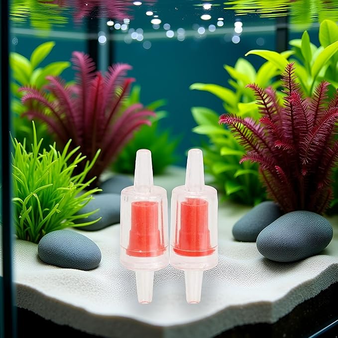 2Pcs Red Backflow Prevention Valve Aquarium Check Bubble Air Pump Valve for Fish Tank Aquarium Air Pump Accessories