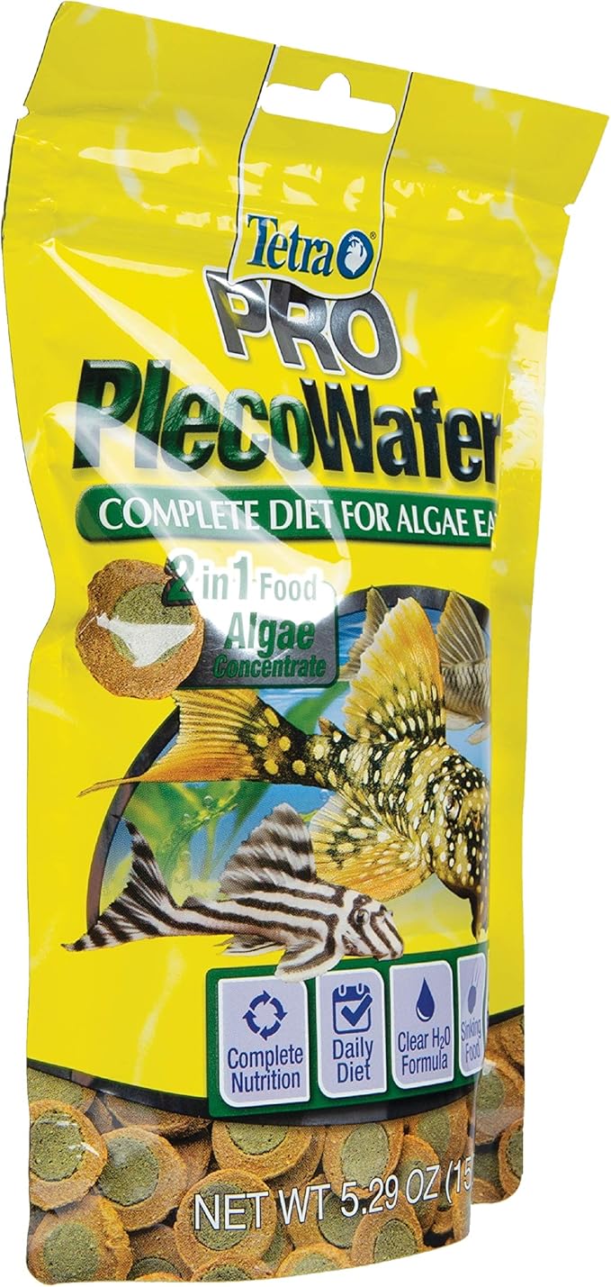 Tetra PRO PlecoWafers, Nutritionally Balanced Vegetarian Fish Food for Bottom Feeders, Concentrated Algae Center5.29 Ounces (Pack of 2)