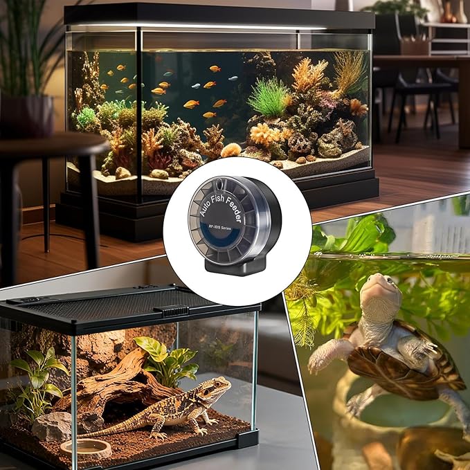 Fish Automatic Feeder - Airtight Separate Compartments Food Dispenser System, 105ml Timed Aquarium Feeding Device, Durable Pet Tank Care Tool | Vacation Turtle Outdoor for Vacation Turtle Outdoor