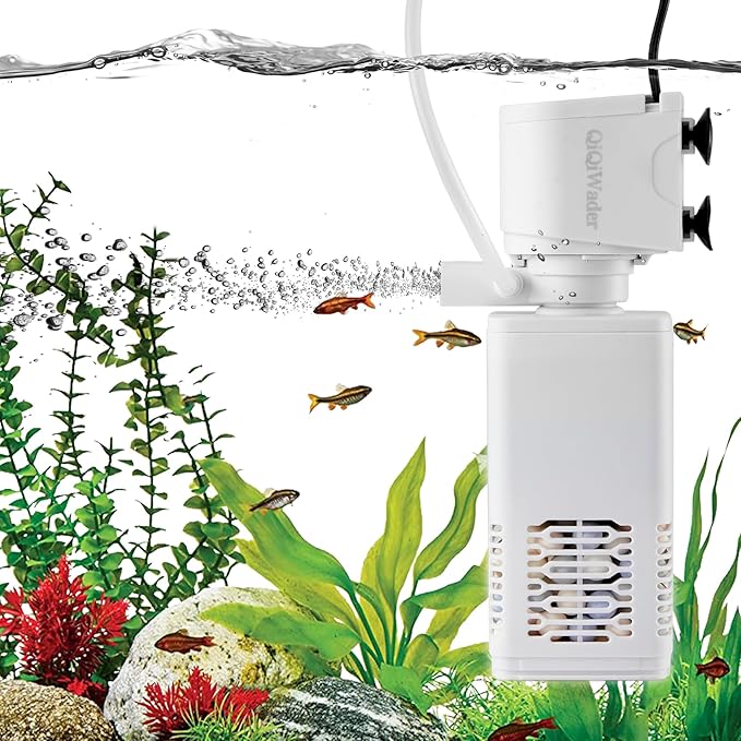 Fish Tank Filter,10-40 Gallon Fish Tank Filter,6W 130GPH,Equipped with Adjustable Aeration Function.