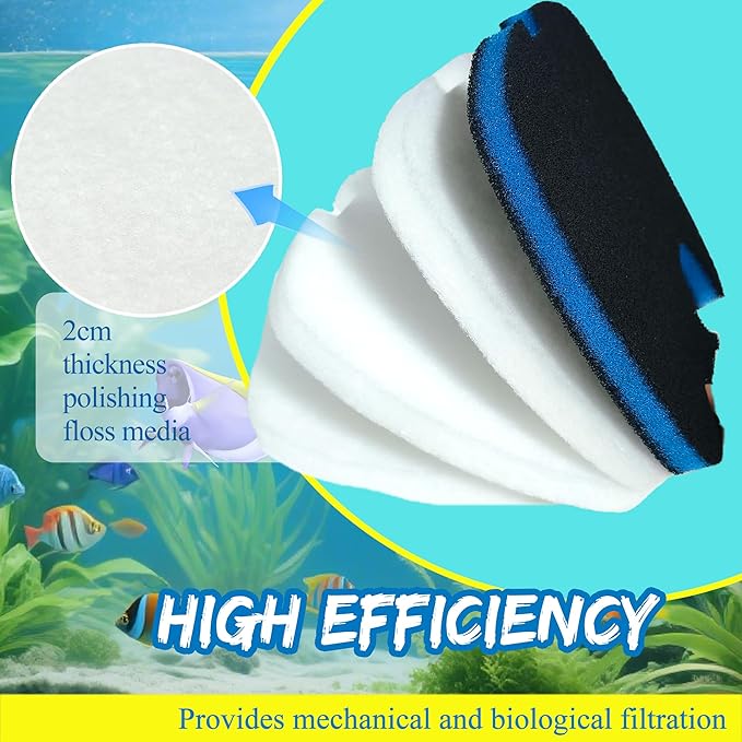 PurifyLogix Replacement Canister Filter Pads Compatible with SUNSUN HW-304B/404B/704B/3000 CF500 Aquarium Filter, 6 White Floss and 2 Upgraded Coarse Pads, 8pcs
