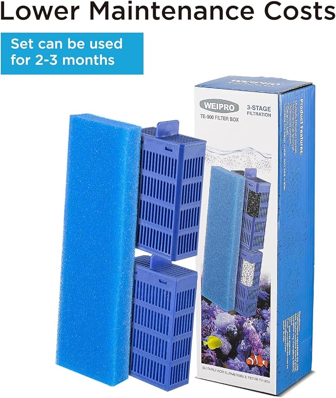 Replacement Cartridge for Fish Tank Filter TE-900 with Aquarium Filter Foam, Active Carbon and Ceramic Ring(TE900-S)