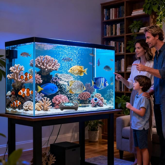 Submersible Fish Tank Decor Light: Aquarium Bubble LED Lights - IP68 Waterproof APP Remote Control 5050 RGB Color Changing Aquarium Decor Bubble Lamp for Fish Enthusiasts Aquatic Pets