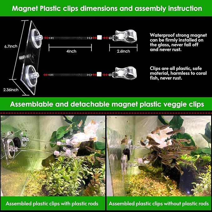 Magnet nori Clips Feeder for Saltwater Fish Tank Accessories Seaweed clamp Holder Coral Seaweed Clip Veggie Feeder Clip for Fish Never Rust