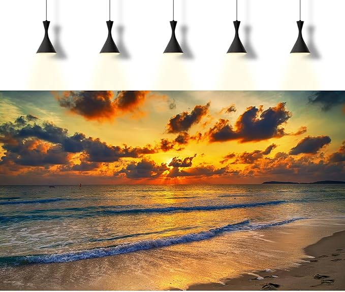 Sunset Tropical Beach Aquarium Background Sunrise Ocean Seashore Fish Tank Background Ocean Seascape Terrarium Backgrounds Sunset Over The Seacoast Sea Waves Sand Reptile Tank Backgrounds 30x18in