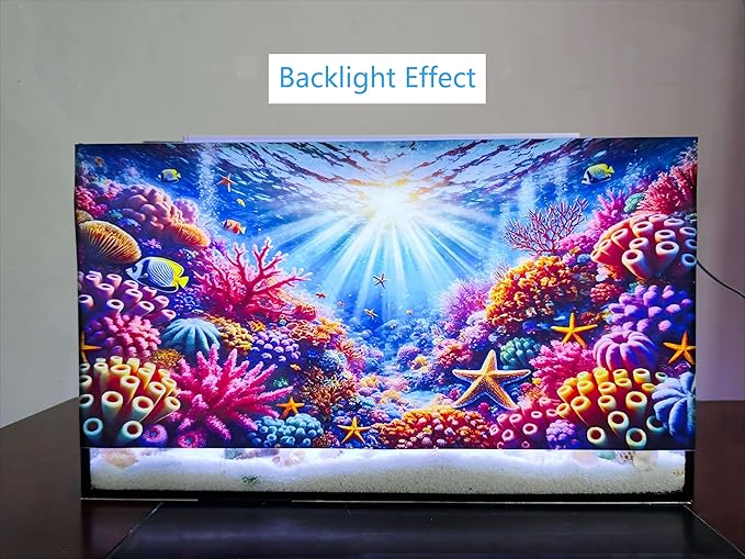 Undersea Coral Aquarium Background Marine Life Starfish Sunlit Fish Tank Background 30x18 Inches PVC Glass Container Decoration with Tapes