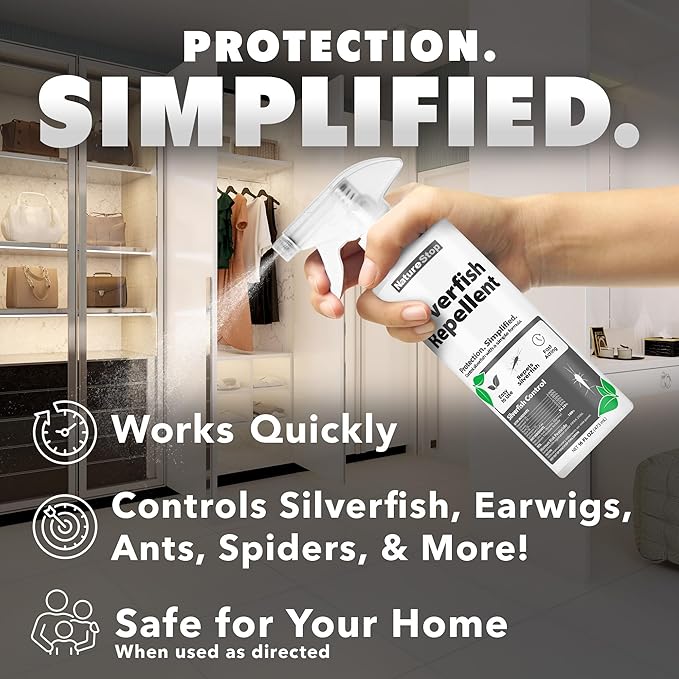 Silverfish Repellent Spray – Helps Deter Silverfish from Bathrooms, Basements & Indoor Areas, 16 oz (475mL)