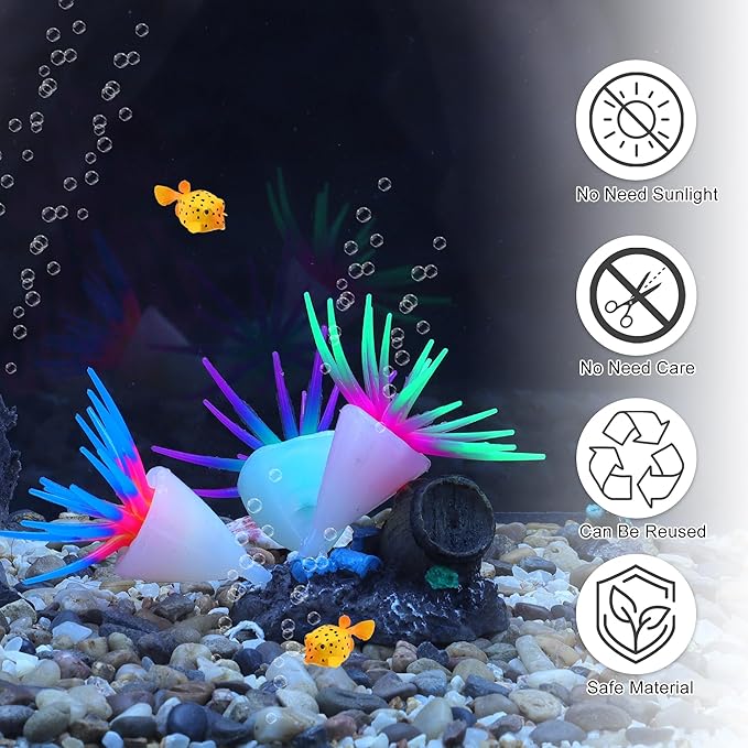 Fluorescent Aquarium Coral, Vibrant Glowing Effect, Fish Tank Decorations, Artificial Accessories, Purple, Blue